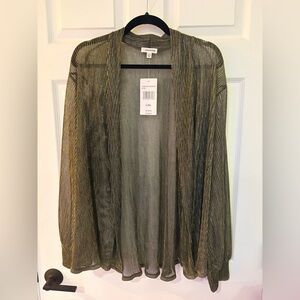 NWT Eyeshadow Gold and Black See Through Women's Cardigan Wrap L/XL